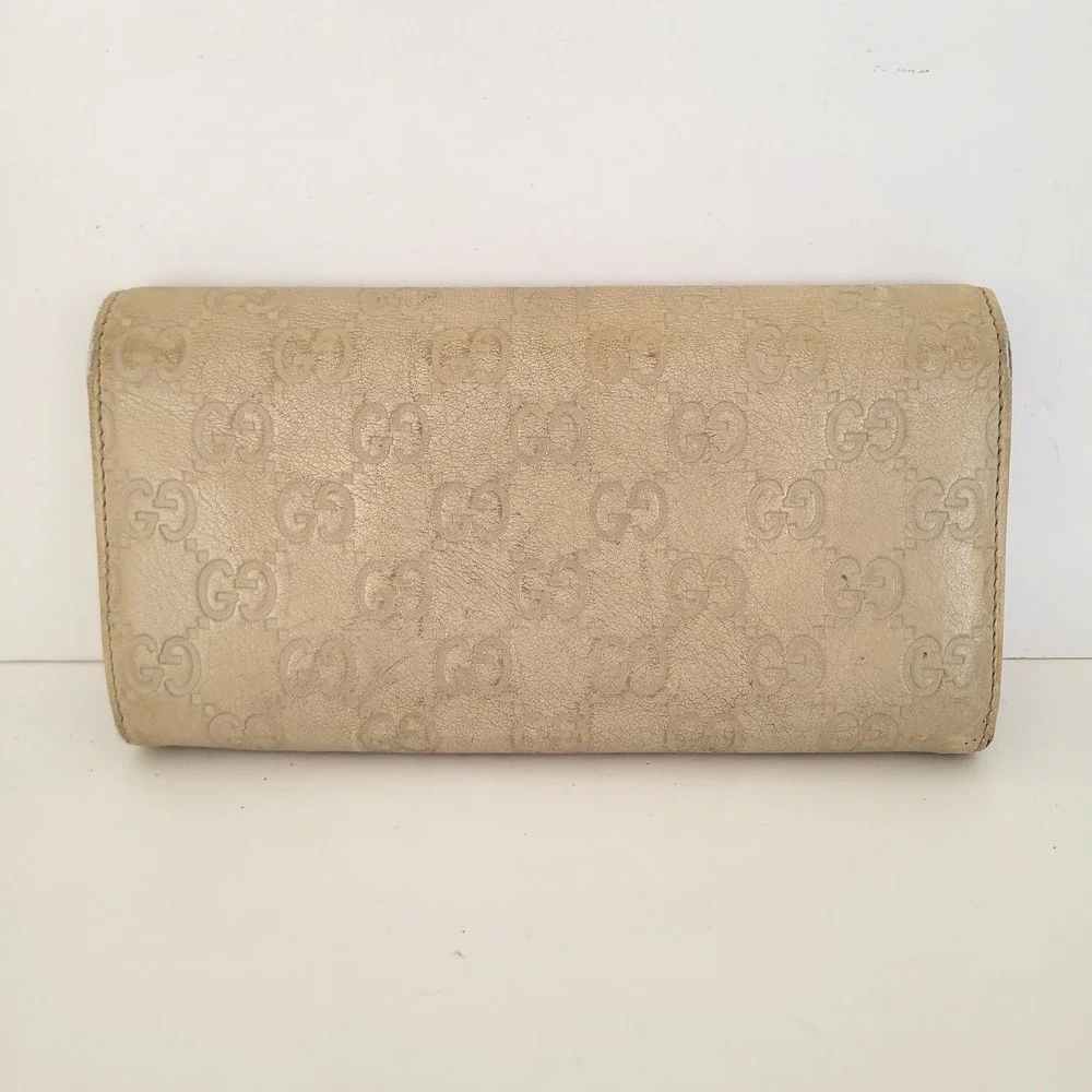 Gucci Guccissima Long Wallet Beige Leather GG Monogram Continental Flap 181593 - Picture 2 of 16
